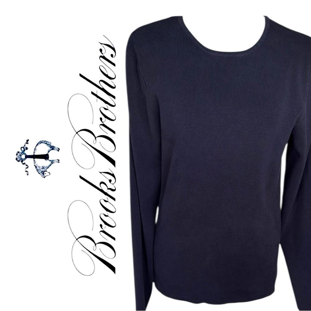 Brooks Brothers Black Silk Blend Crewneck Sweater Timeless Preppy Classic Sz LRG - Picture 12 of 12